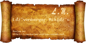 Lövenberger Miklós névjegykártya
